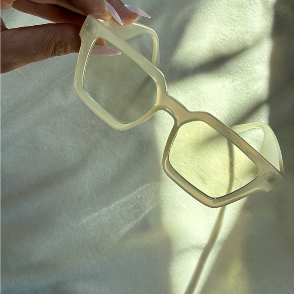 Square Cream Blue Light Non-Prescription Glasses - Picture 1 of 11